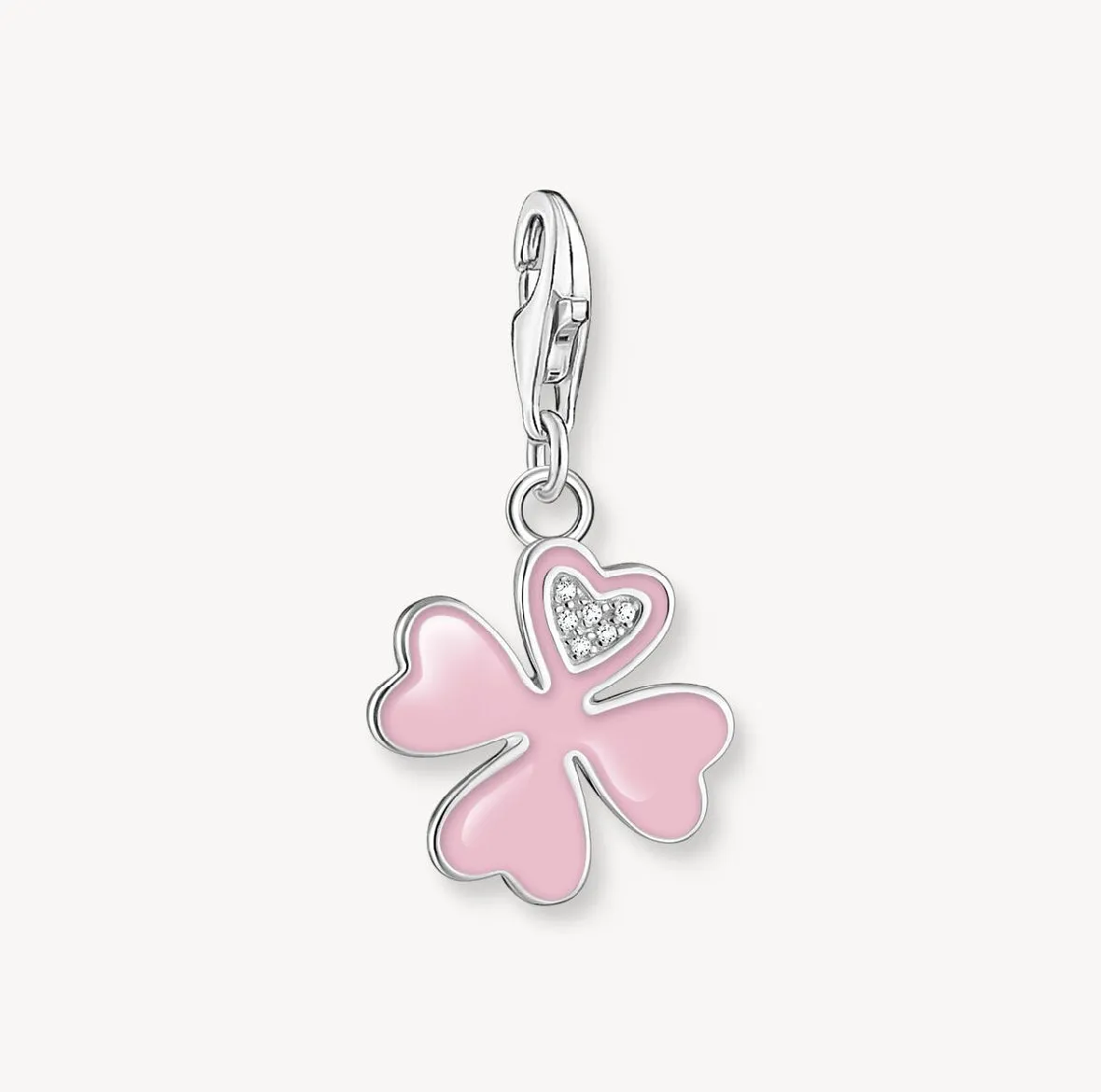 Thomas Sabo Pink Clover Charm with White Stones