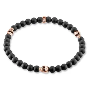 Thomas Sabo Rebel at Heart Rose Gold Matt Obsidian Bracelet