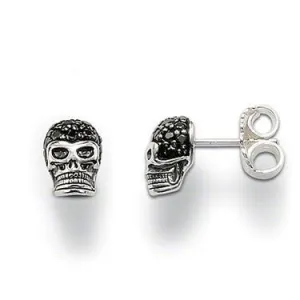 Thomas Sabo Rebel At Heart Sterling Silver Black Stone Skull Earring D