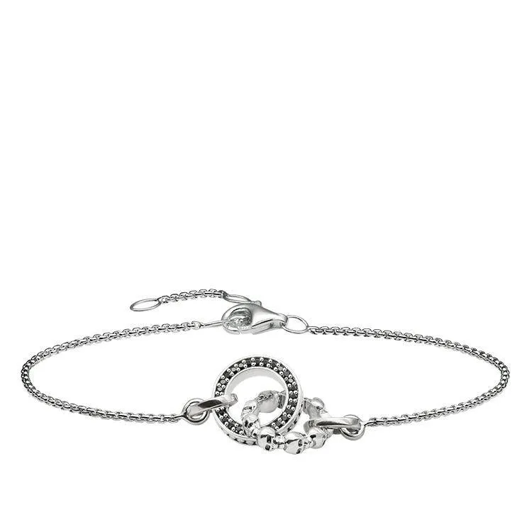 Thomas Sabo Rebel At Heart Sterling Silver Black Zirconia Skull Bracelet