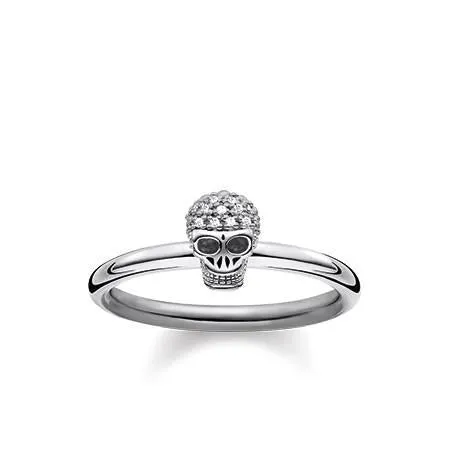 Thomas Sabo Rebel At Heart Sterling Silver White Diamond Skull Ring D