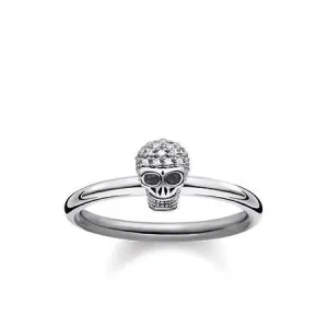 Thomas Sabo Rebel At Heart Sterling Silver White Diamond Skull Ring D