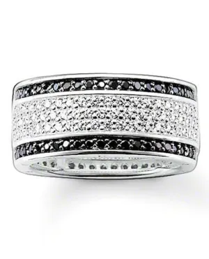 Thomas Sabo Ring Glam And Soul Black White Zirconia Pave Silver