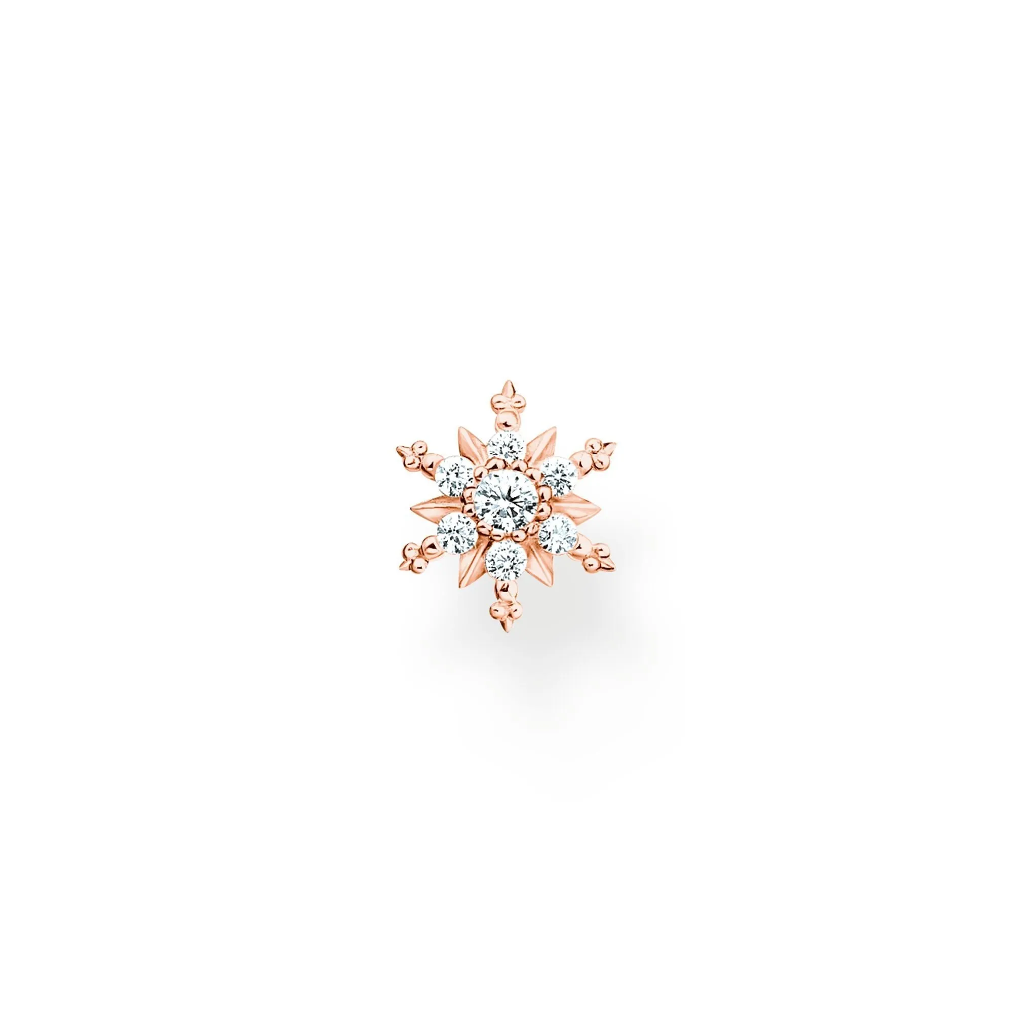 Thomas Sabo Rose Gold Plated Sterling Silver Snowflake White Stones Single Stud Earring