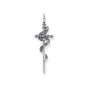 Thomas Sabo Sterling Silver Blackened Sword with Snake Pendant
