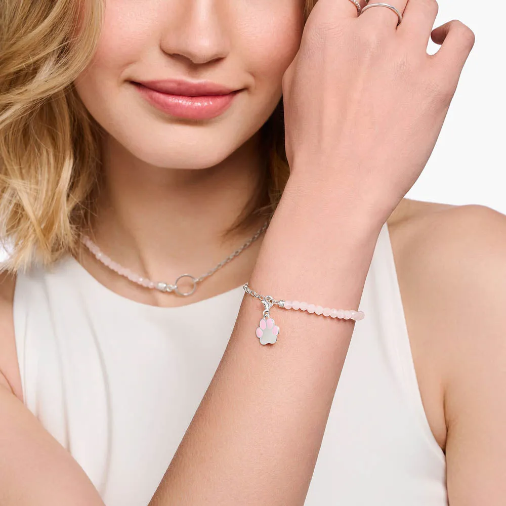 Thomas Sabo Sterling Silver Charmista Pink Paw Print Charm