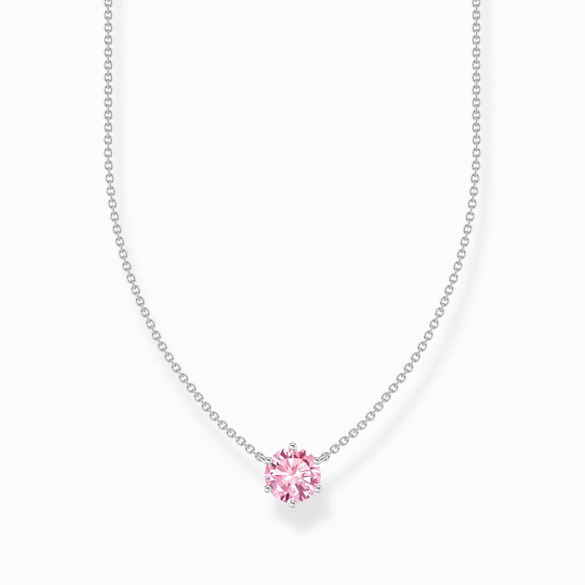 Thomas Sabo Sterling Silver Circle Pink Zirconia Necklace