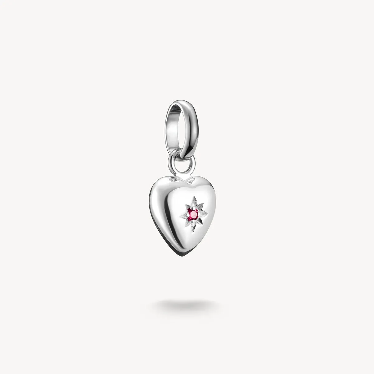 Thomas Sabo Sterling Silver Lab Grown Ruby Heart With Star Connect Charm