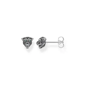 Thomas Sabo Sterling Silver Wild Black Cat Stud Earrings