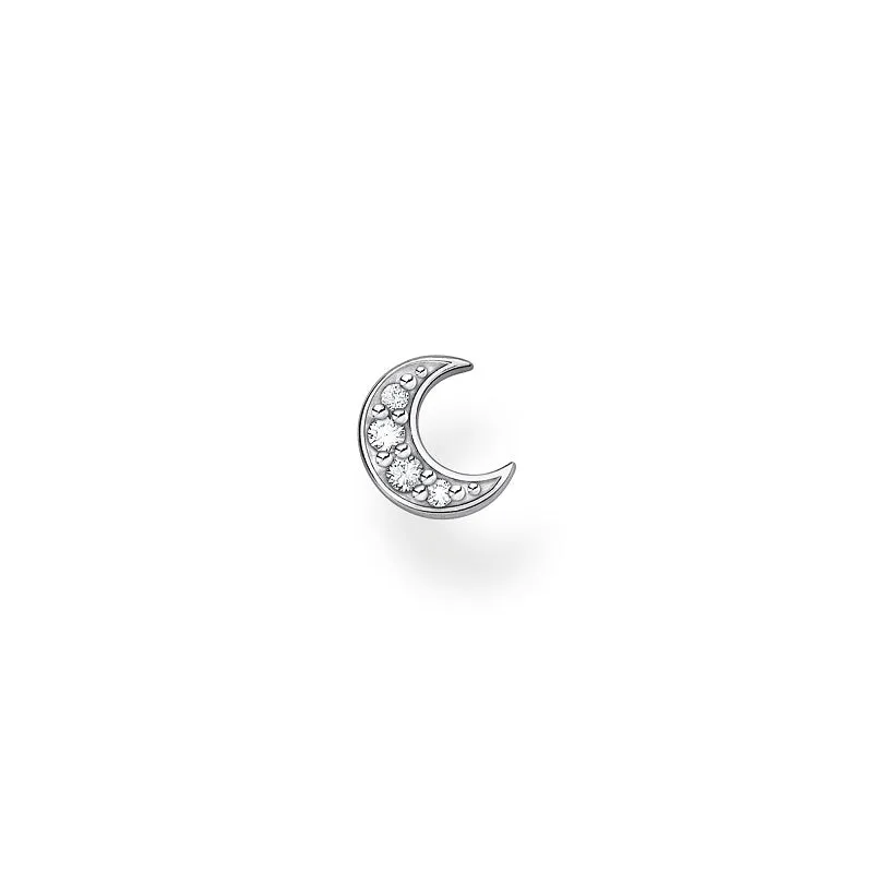 Thomas Sabo Sterling Silver Zirconia Moon Single Stud Earring