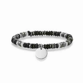 Thomas Sabo Bracelet Love Bridge Black Obsidian Jade Hematite Silver 15.5cm