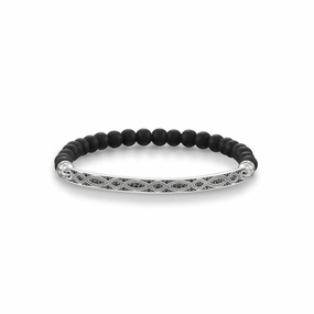 Thomas Sabo Bracelet Love Bridge Black Obsidian Zirconia Pave Silver 17.5cm