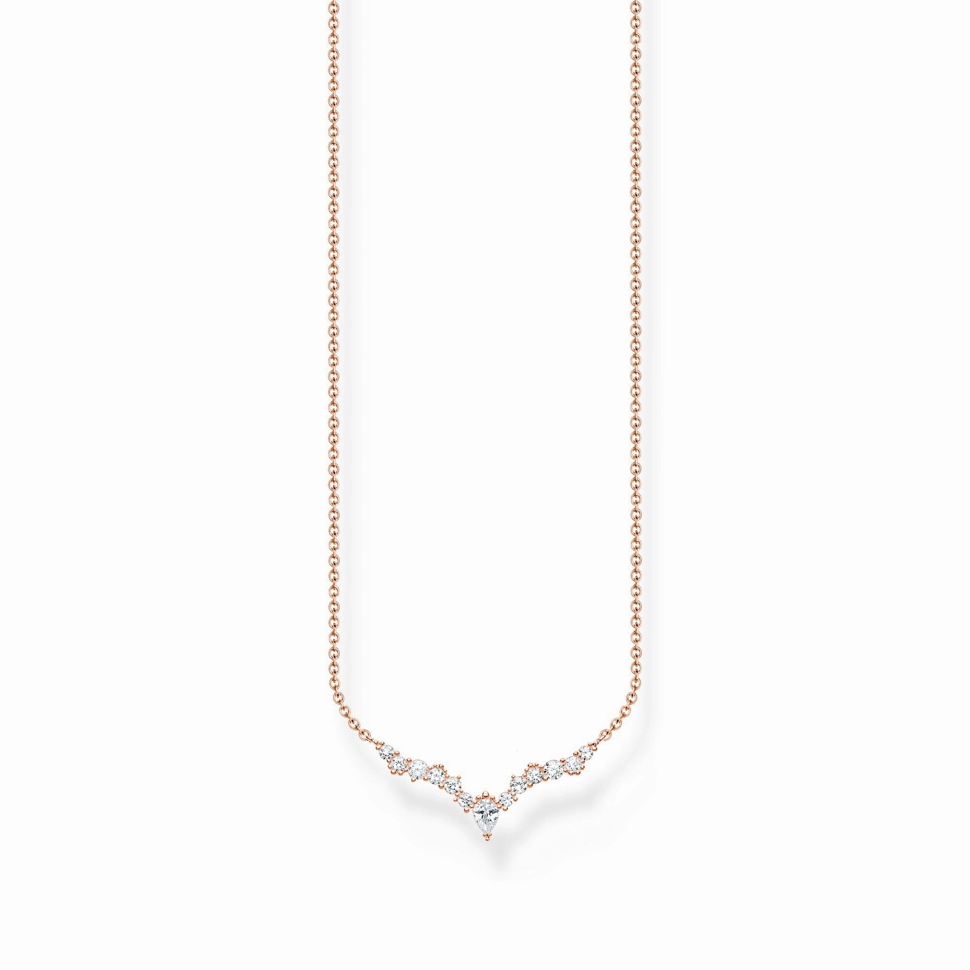 Thomas Sabo Charm Club Rose Gold Sterling Silver Ice Crystals Necklace