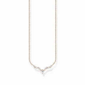 Thomas Sabo Charm Club Rose Gold Sterling Silver Ice Crystals Necklace