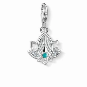 Thomas Sabo Charm Club Silver Turquoise Zirconia Lotus Flower Charm D