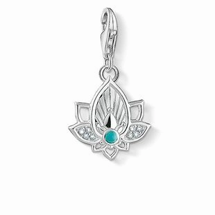 Thomas Sabo Charm Club Silver Turquoise Zirconia Lotus Flower Charm D