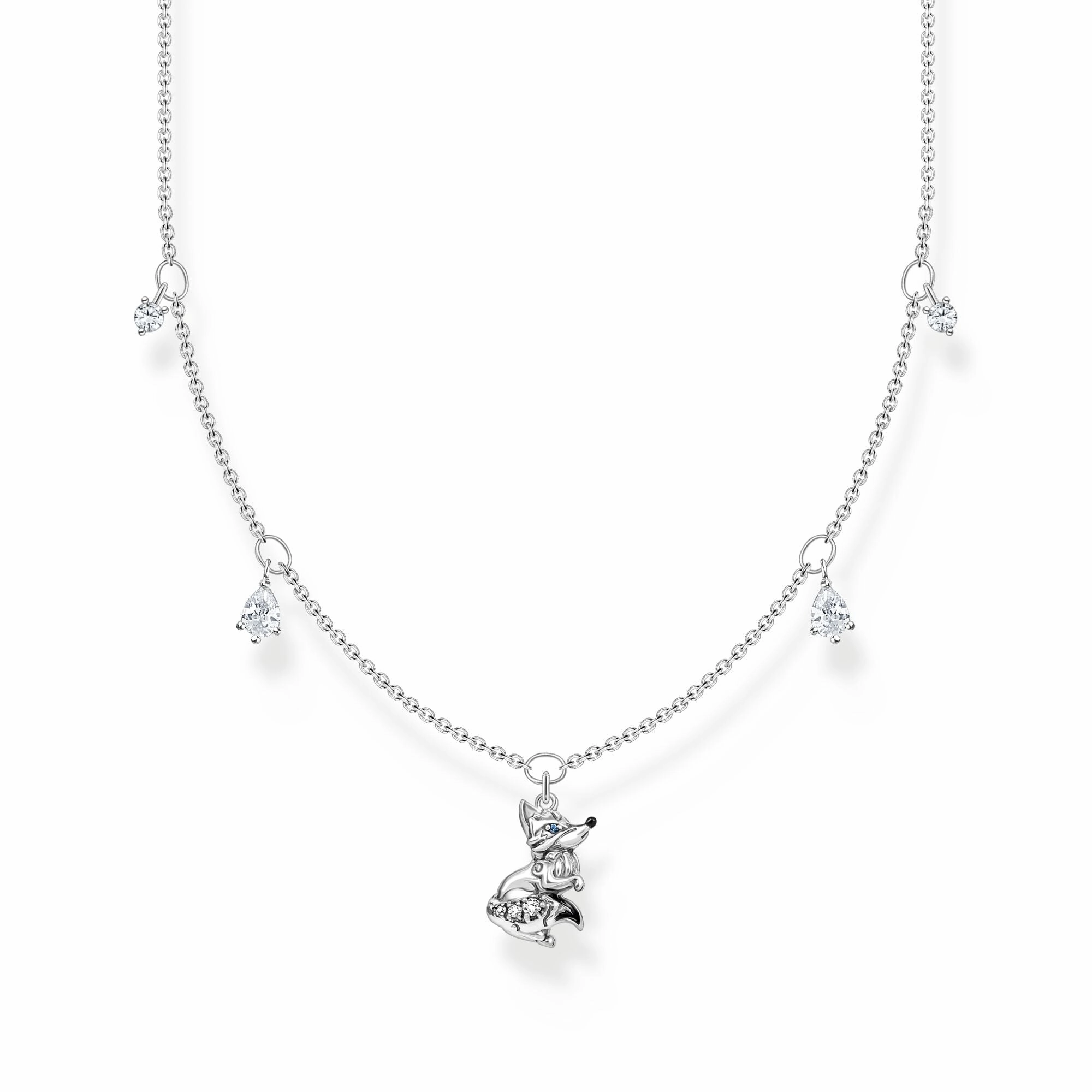 Thomas Sabo Charm Club Sterling Silver Fox White Stones Necklace D