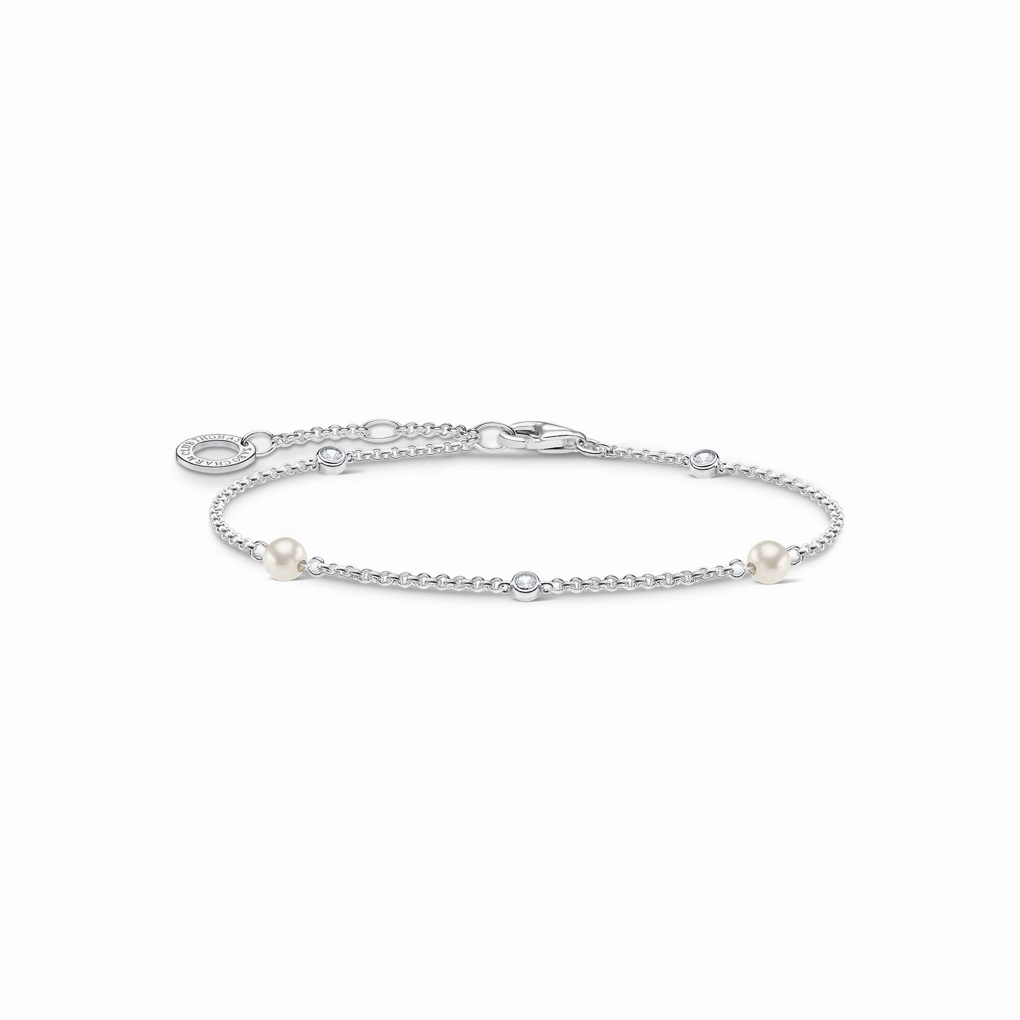 Thomas Sabo Charm Club Sterling Silver White Pearl CZ Bracelet