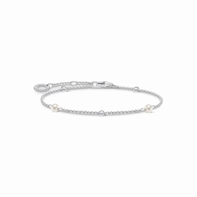 Thomas Sabo Charm Club Sterling Silver White Pearl CZ Bracelet
