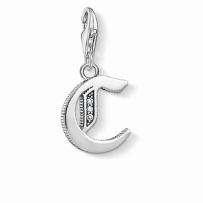 Thomas Sabo Charm Club Sterling Silver White Zirconia Letter C Charm D