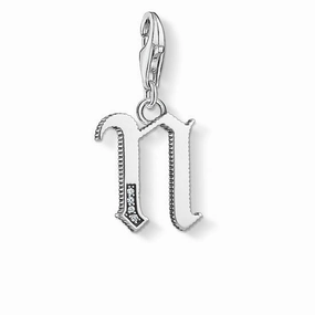 Thomas Sabo Charm Club Sterling Silver White Zirconia Letter N Charm