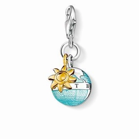 Thomas Sabo Charm Club Sterling Silver Yellow Gold Globe Charm D