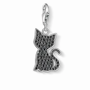 Thomas Sabo Charm Club Sterling Silver Zirconia Black Cat Charm