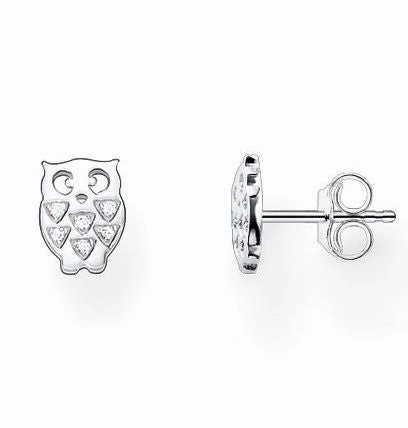 Thomas Sabo Earrings Glam & Soul Owl White Zirconia Pave Silver D