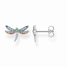 Thomas Sabo Glam And Soul Sterling Silver Coloured Zirconia Dragonfly Earring D