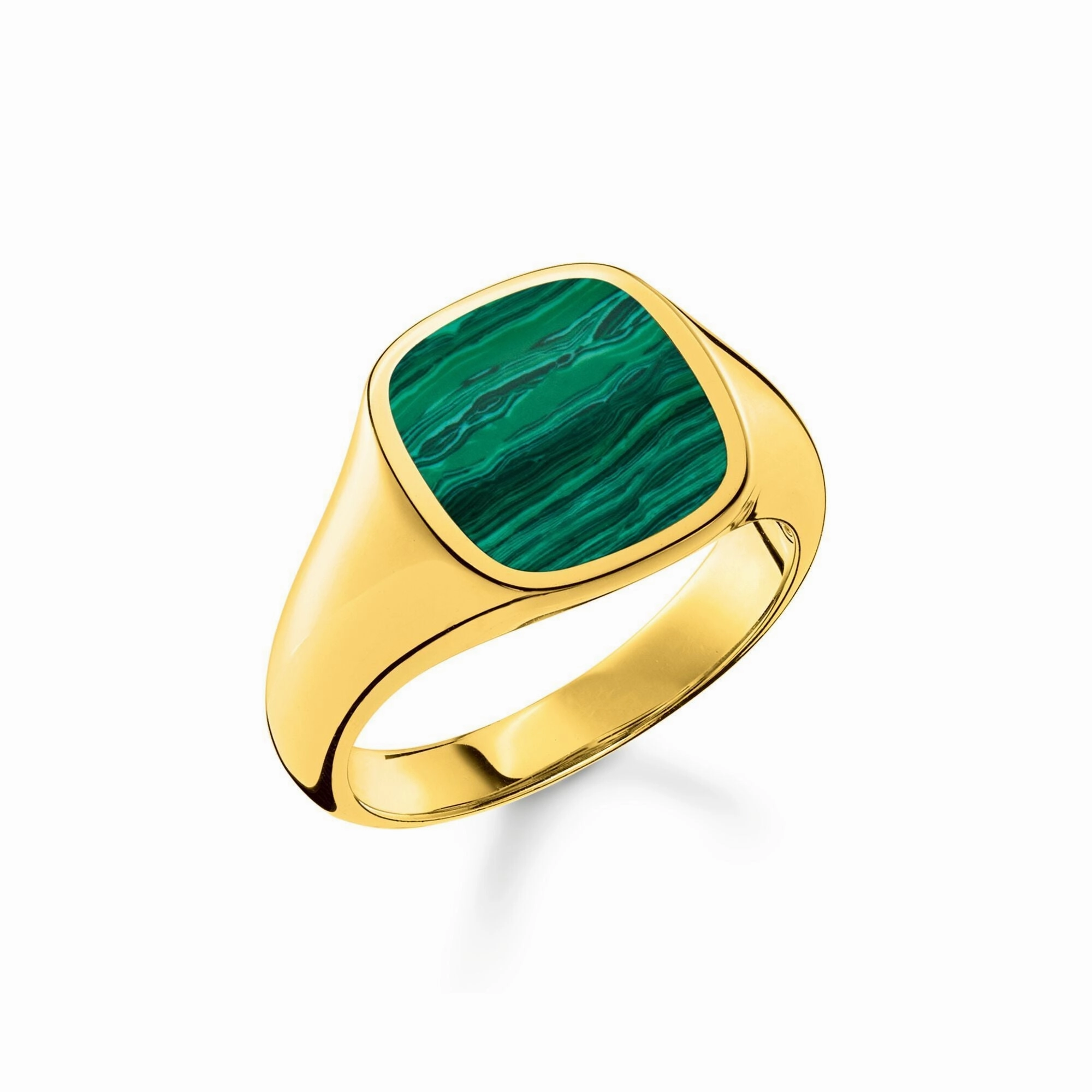 Thomas Sabo Gold Plated Sterling Silver Classic Green Ring