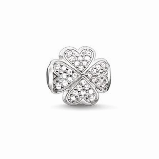 Thomas Sabo Karma Beads Sterling Silver Zirconia White Cloverleaf Charm