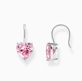 Thomas Sabo Pink Stone Heart Drop Earrings