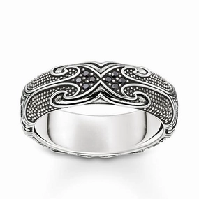 Thomas Sabo Rebel At Heart Sterling Silver Black Zirconia Maori Ring D