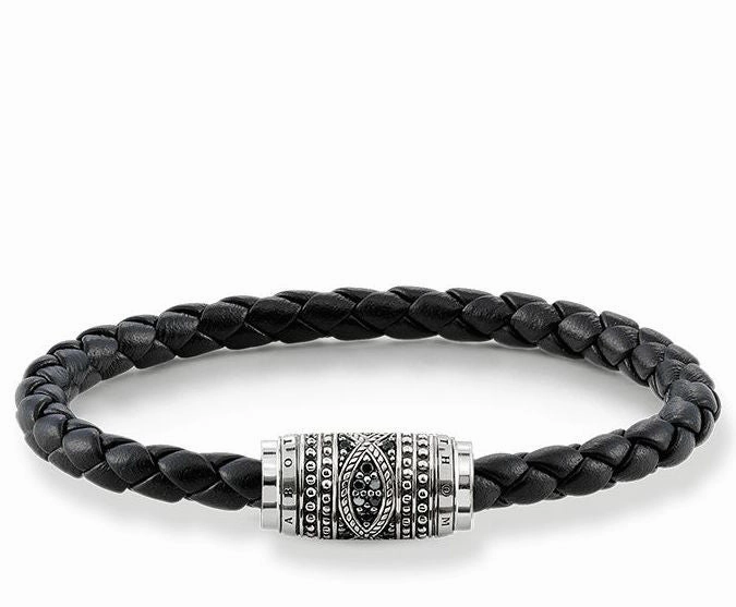 Thomas Sabo Rebel at Heart Sterling Sliver Black Leather Love Knot Bracelet