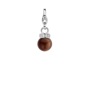 Ti Sento Charm Charming Silver and Brown Catseye Bead CZ Top