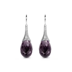 Ti Sento Earrings Drop Silver And Purple Cubic Zirconia Pear