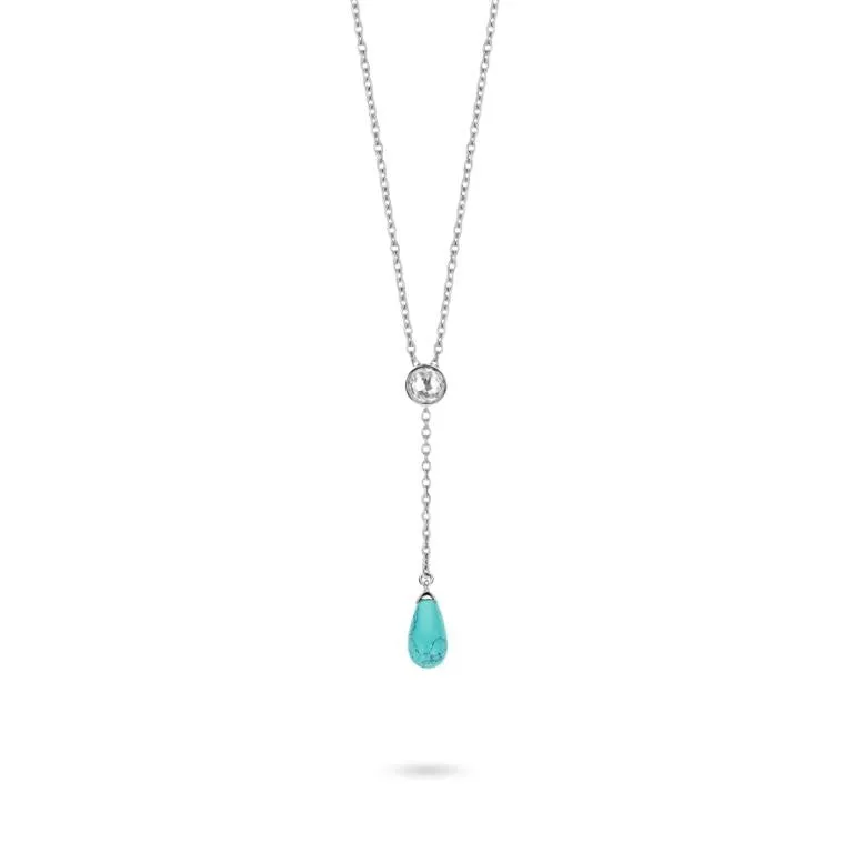 Ti Sento Necklace Silver And Turquoise Pear Drop