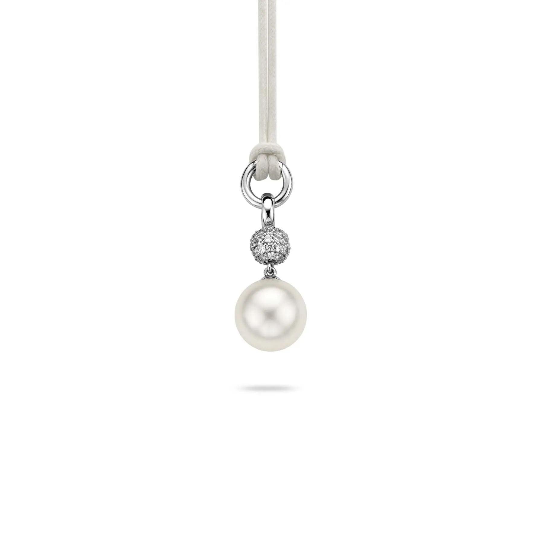 Ti Sento Pendant Silver With White Cubic Zirconia And Pearl Drop