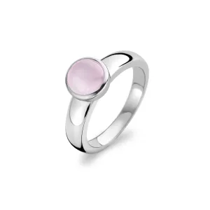 Ti Sento Ring Silver And Pink Cubic Zirconia Round Top