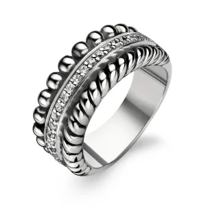 Ti Sento Ring Silver And White Cubic Zirconia 3 Row