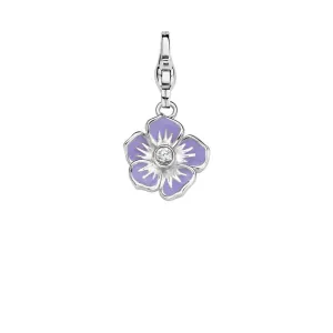 Ti Sento Sterling Silver Purple Enamel White Zirconia Truth Bloom Charm D