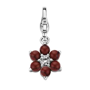 Ti Sento Sterling Silver Red Crystal Flower Power Charm D
