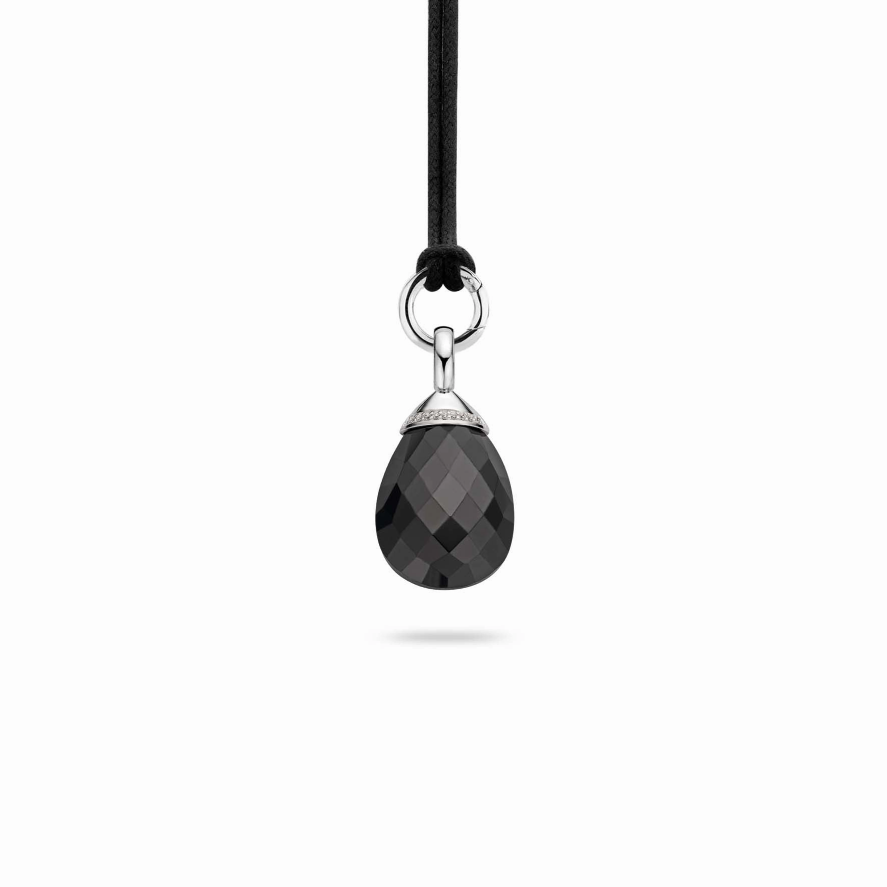 Ti Sento Pendant Silver And Black Cubic Zirconia Pear