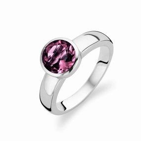 Ti Sento Ring Silver And Purple Cubic Zirconia Faceted Round