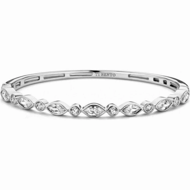 Ti Sento Sterling Silver Cubic Zirconia Bangle D