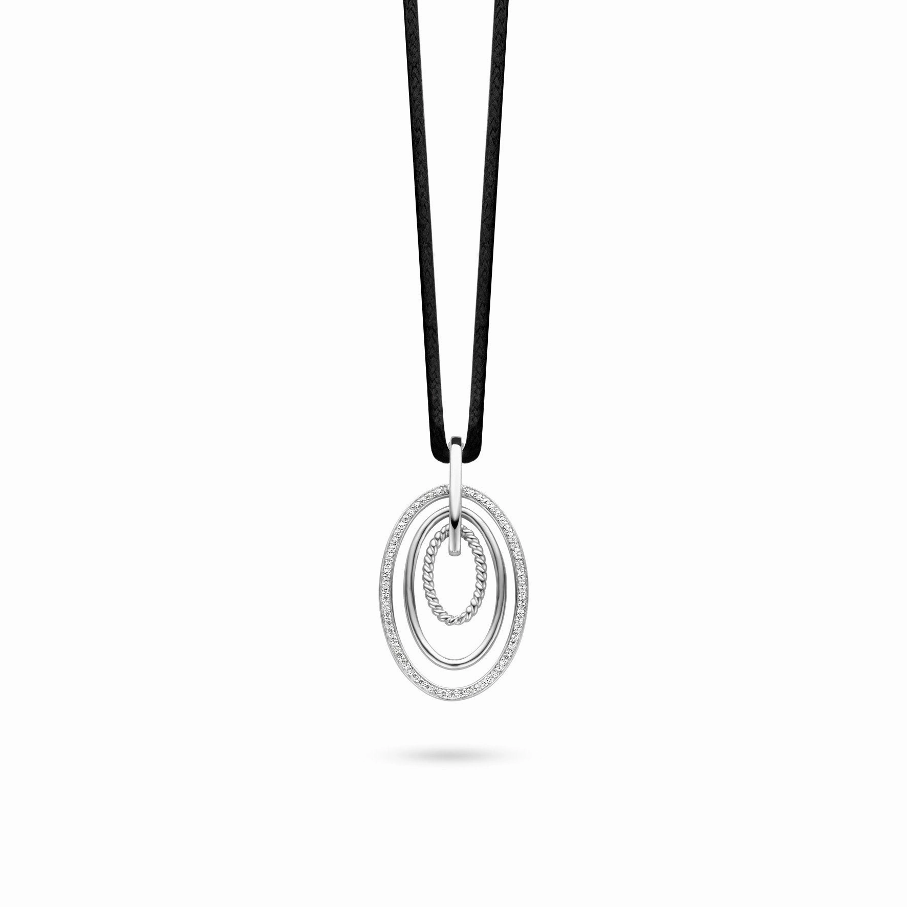Ti Sento Sterling Silver Cubic Zirconia Integrated Oval Pendant D