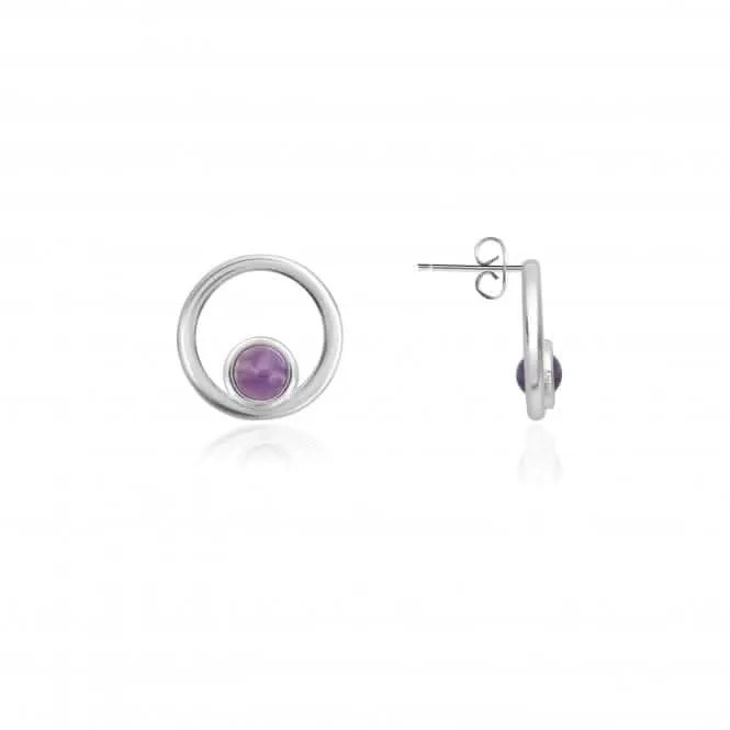 Treasure The Little Things Birthstone February Amethyst Silver Earrings 3835