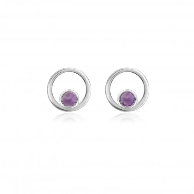 Treasure The Little Things Birthstone February Amethyst Silver Earrings 3835