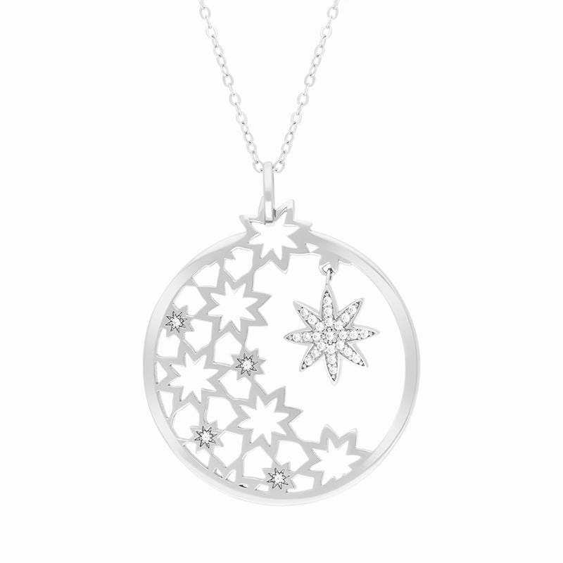 Vixi Jewellery Nova Sterling Silver Round Star Necklace D