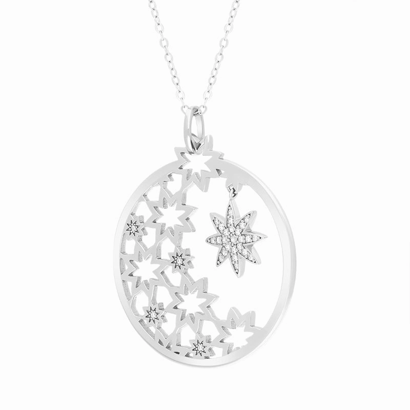 Vixi Jewellery Nova Sterling Silver Round Star Necklace D